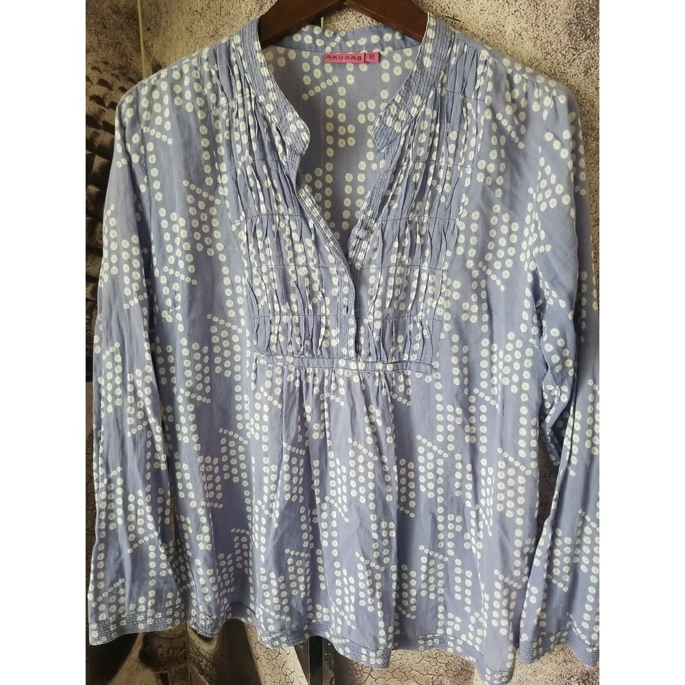 BAOBAB Women's Long Sleeve Purple Floral Print Lightweight Cotton Tunic Size M
